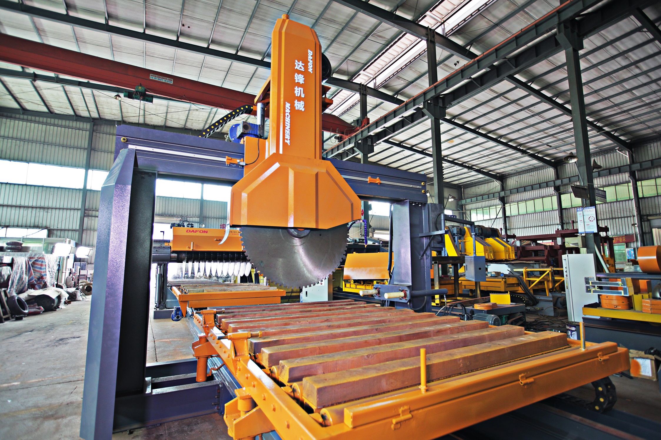 Multiblade stone cutting machine line